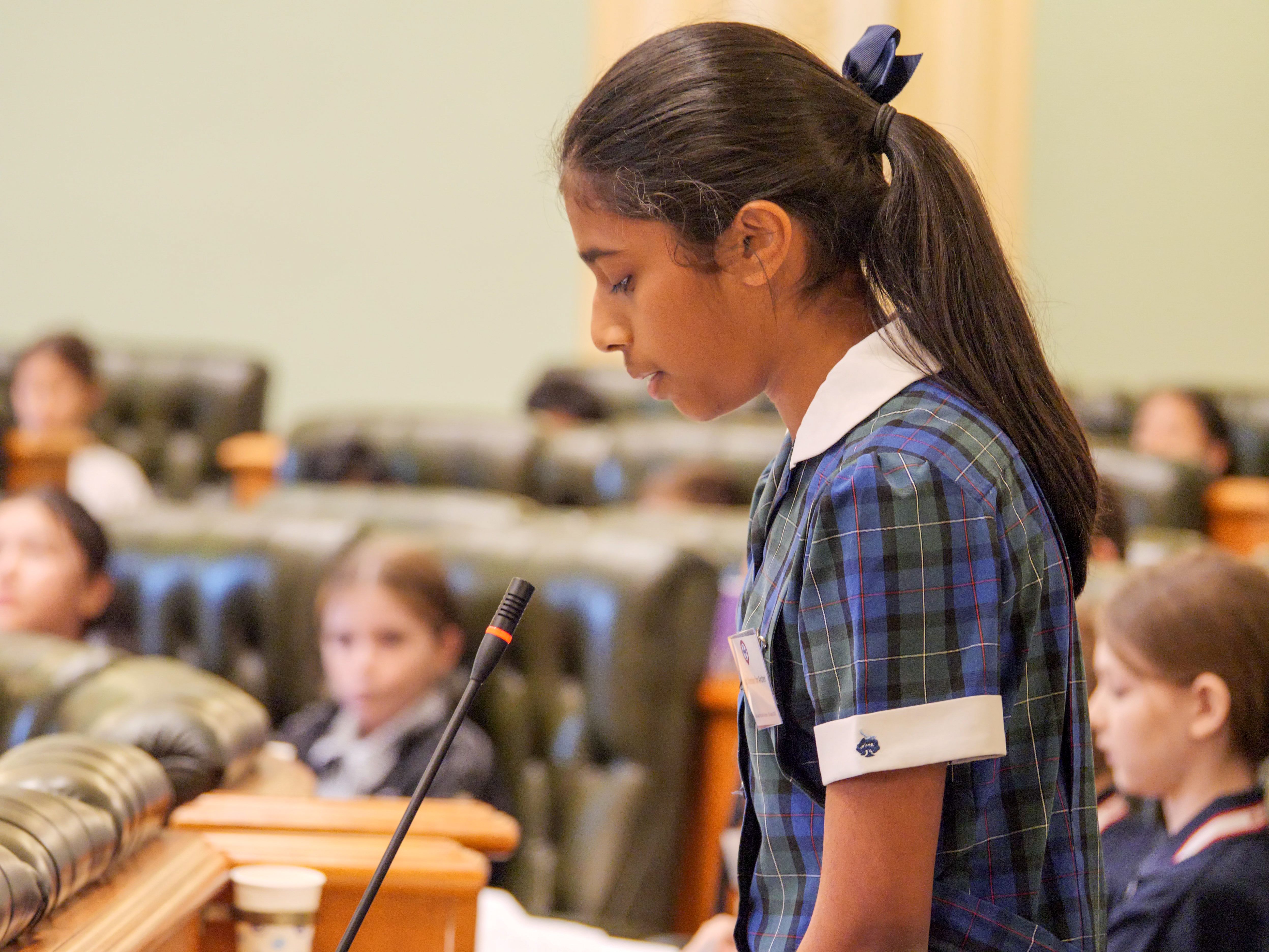 Student reading speech